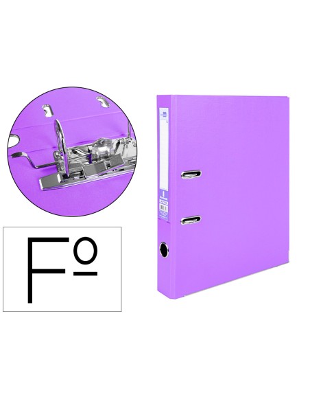 Archivador de palanca liderpapel folio documenta forrado pvc con rado lomo 52 mm lila compresor metalico