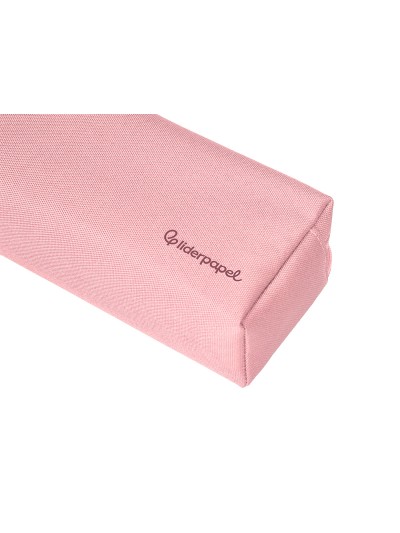 Estuche portatodo liderpapel classic rectangular con asa 2 cremalleras 210 x80mm rosa