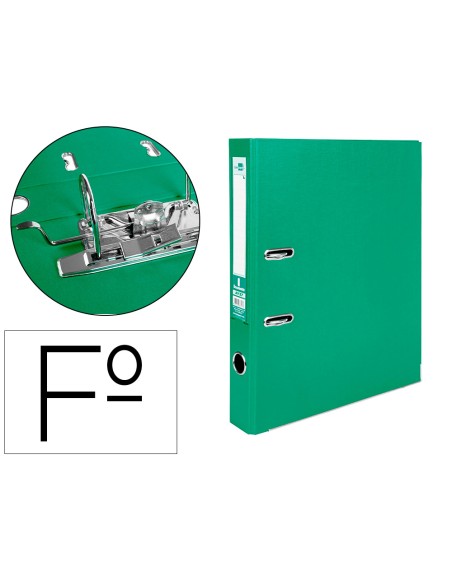 Archivador de palanca liderpapel folio documenta forrado pvc con rado lomo 52 mm verde compresor metalico