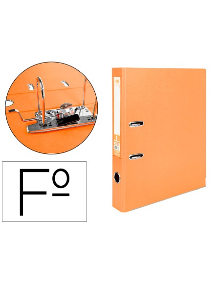 Archivador de palanca liderpapel folio documenta forrado pvc con rado lomo 52 mm naranja compresor metalico