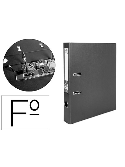 Archivador de palanca liderpapel folio documenta forrado pvc con rado lomo 52 mm negro compresor metalico