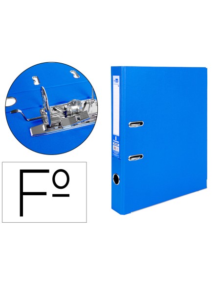 Archivador de palanca liderpapel folio documenta forrado pvc con rado lomo 52 mm azul compresor metalico