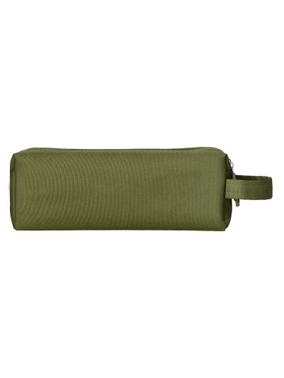Estuche portatodo liderpapel classic rectangular con asa 2 cremalleras 210 x80mm verde militar