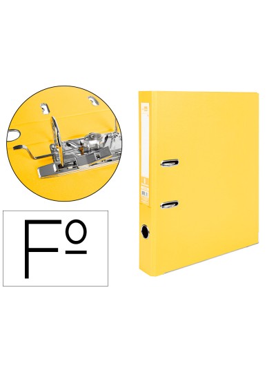 Archivador de palanca liderpapel folio documenta forrado pvc con rado lomo 52 mm amarillo compresor