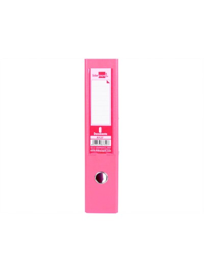 Archivador de palanca liderpapel folio documenta forrado pvc con rado lomo 75 mm rosa compresor metalico