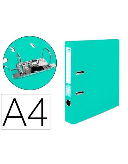 Archivador de palanca liderpapel a4 documenta forrado pvc con rado lomo 52 mm verde claro compresor