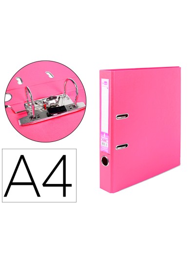 Archivador de palanca liderpapel a4 documenta forrado pvc con rado lomo 52 mm rosa compresor metalico