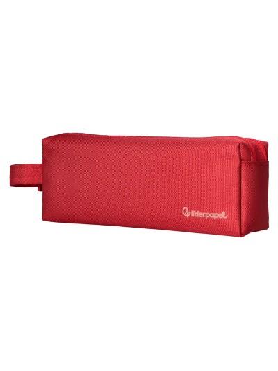 Estuche portatodo liderpapel classic rectangular con asa 2 cremalleras 210 x80mm rojo