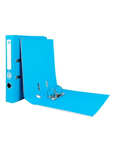 Archivador de palanca liderpapel a4 documenta forrado pvc con rado lomo 52 mm celeste compresor metalico