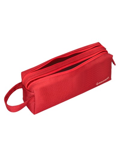 Estuche portatodo liderpapel classic rectangular con asa 2 cremalleras 210 x80mm rojo