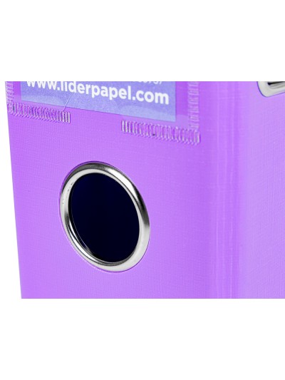 Archivador de palanca liderpapel a4 documenta forrado pvc con rado lomo 75 mm lila compresor metalico