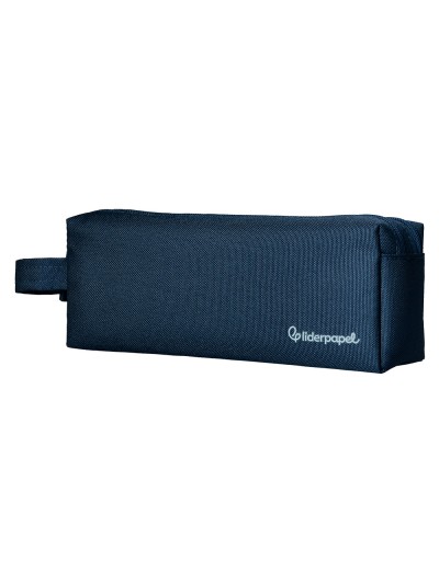 Estuche portatodo liderpapel classic rectangular con asa 2 cremalleras 210 x80mm azul marino