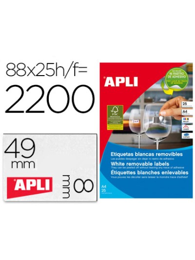 Etiqueta adhesiva apli removible 10314 especial joyeria 45x8 mm fotocopiadora laser ink-jet caja con 25