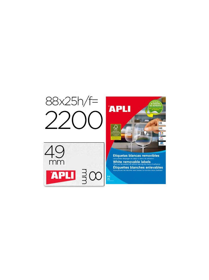 Etiqueta adhesiva apli removible 10314 especial joyeria 45x8 mm fotocopiadora laser ink-jet caja con 25 Etiqueta adhesiva apli removible 10314 especial joyeria 45x8 mm fotocopiadora laser ink-jet caja con 25
