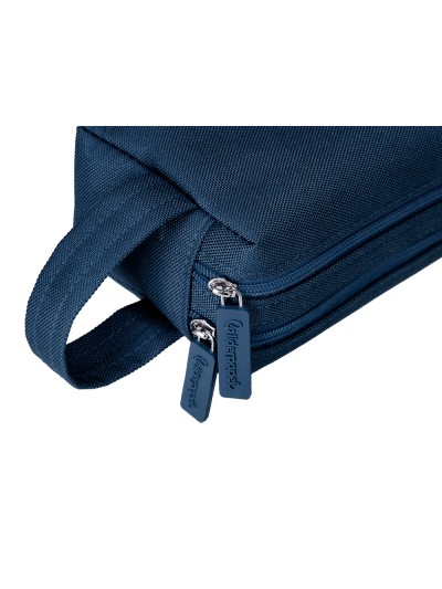 Estuche portatodo liderpapel classic rectangular con asa 2 cremalleras 210 x80mm azul marino