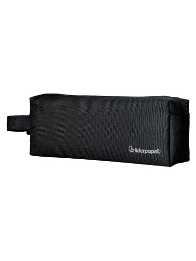 Estuche portatodo liderpapel classic rectangular con asa 2 cremalleras 210 x80mm negro