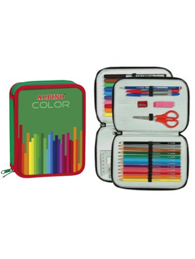 Plumier escolar alpino color pequeño doble cremallera
