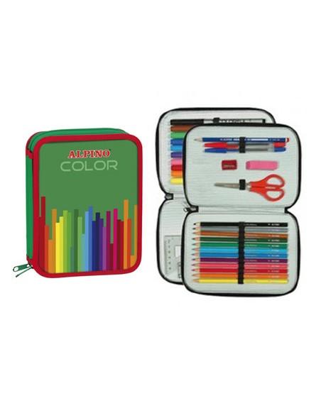 Plumier escolar alpino color pequeño doble cremallera