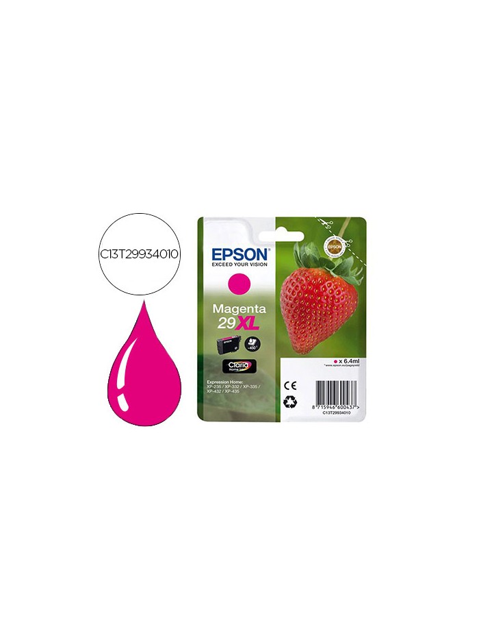 Ink-jet epson home 29xl t2993 xp435/330/335/332/430/235/432 magenta 450 pag Ink-jet epson home 29xl t2993 xp435/330/335/332/430/235/432 magenta 450 pag
