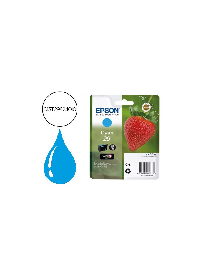 Ink-jet epson home 29 t2982 xp435/330/335/332/430/235/432 cian 175 pag Ink-jet epson home 29 t2982 xp435/330/335/332/430/235/432 cian 175 pag
