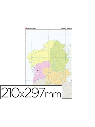 Mapa mudo color din a4 galicia politico