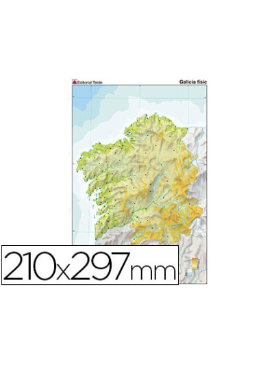 Mapa mudo color din a4 galicia fisico