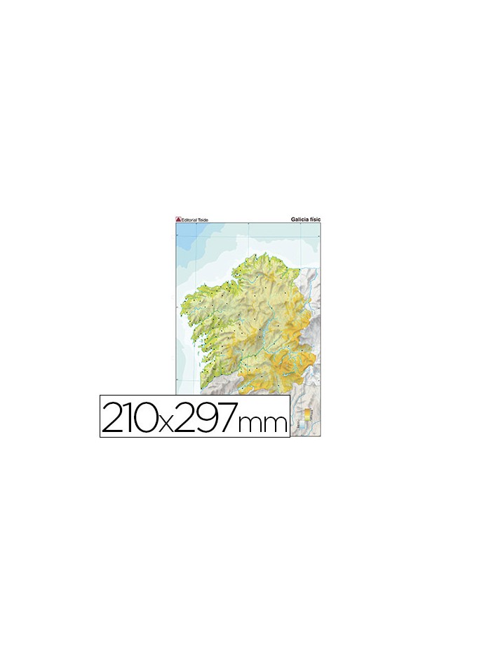 Mapa mudo color din a4 galicia fisico Mapa mudo color din a4 galicia fisico