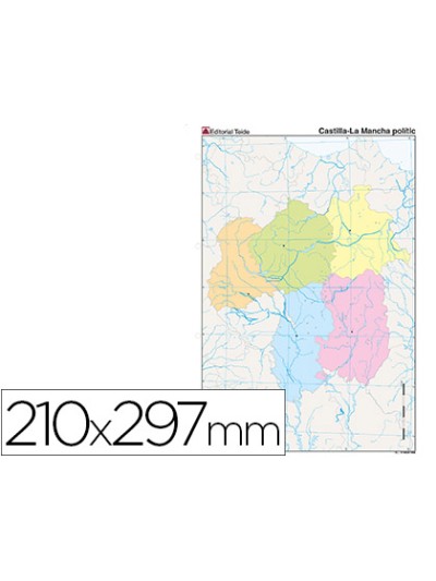 Mapa mudo color din a4 castilla-la mancha politico