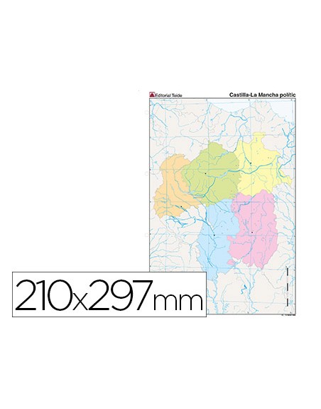 Mapa mudo color din a4 castilla-la mancha politico