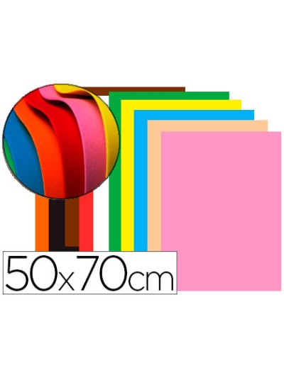 Goma eva liderpapel 50x70cm 60g/m2 espesor 1,5mm colores surtidos