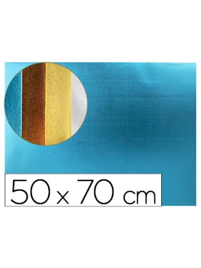 Goma eva liderpapel 50x70 cm espesor 2 mm metalizada azul claro