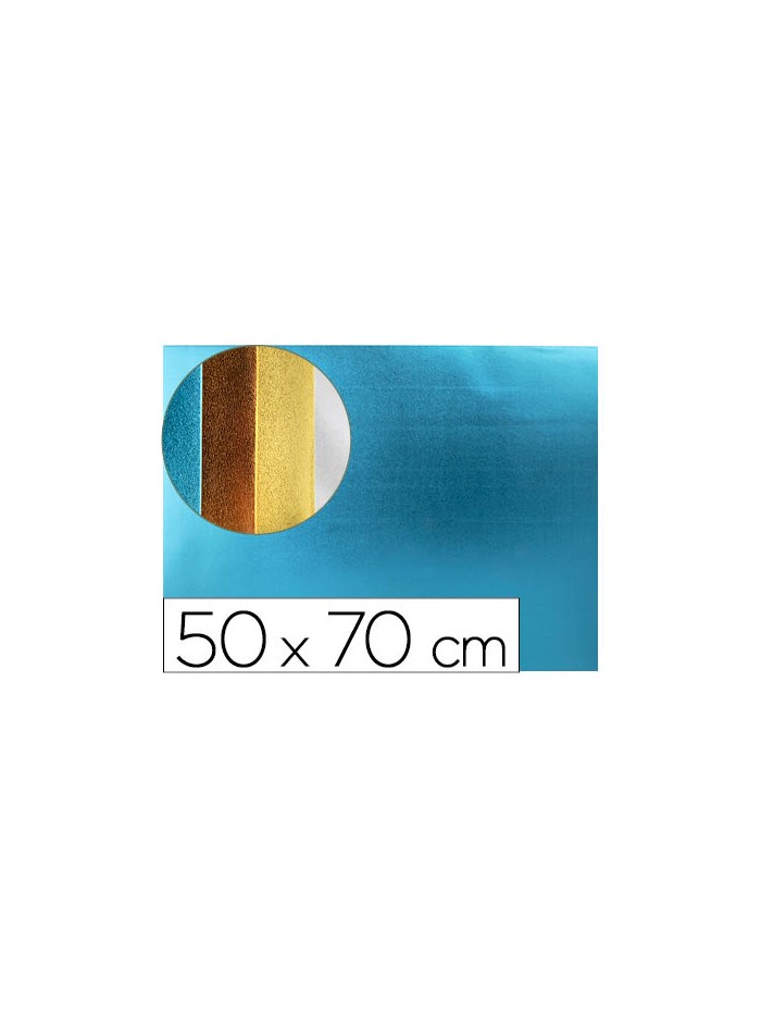 Goma eva liderpapel 50x70 cm espesor 2 mm metalizada azul claro Goma eva liderpapel 50x70 cm espesor 2 mm metalizada azul claro