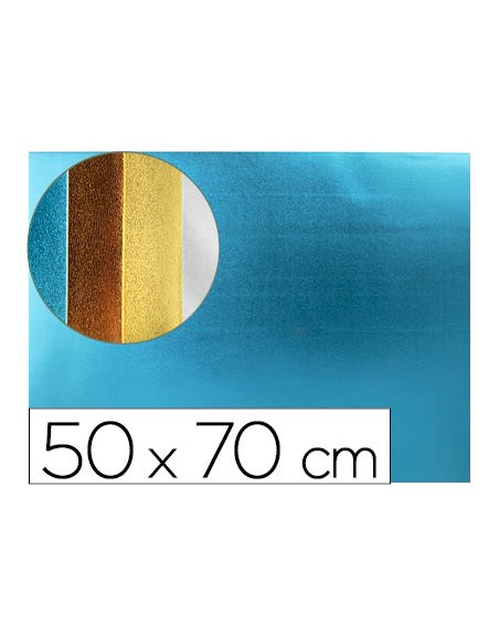 Goma eva liderpapel 50x70 cm espesor 2 mm metalizada azul claro