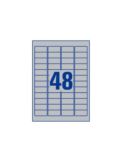 Etiqueta adhesiva resistente avery poliester plata 1,2 mm 45,7x21,2 mm laser pack de 960unidades