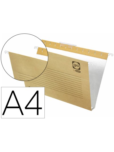 Carpeta colgante gio din a4 visor superior corto cristal kraft bicolor eco lomo 30 mm