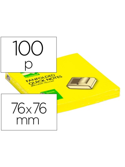 Bloc de notas adhesivas quita y pon q-connect 76x76 mm amarillo neon zig-zag