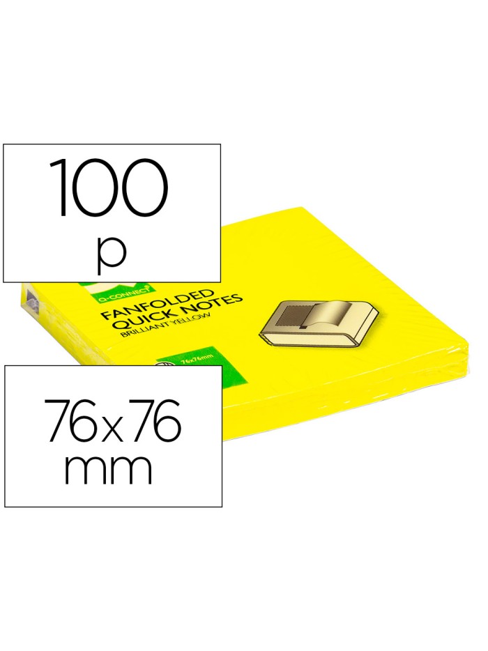 Bloc de notas adhesivas quita y pon q-connect 76x76 mm amarillo neon zig-zag Bloc de notas adhesivas quita y pon q-connect 76x76 mm amarillo neon zig-zag