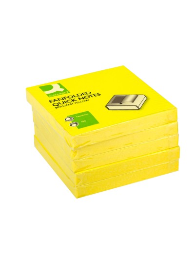 Bloc de notas adhesivas quita y pon q-connect 76x76 mm amarillo neon zig-zag