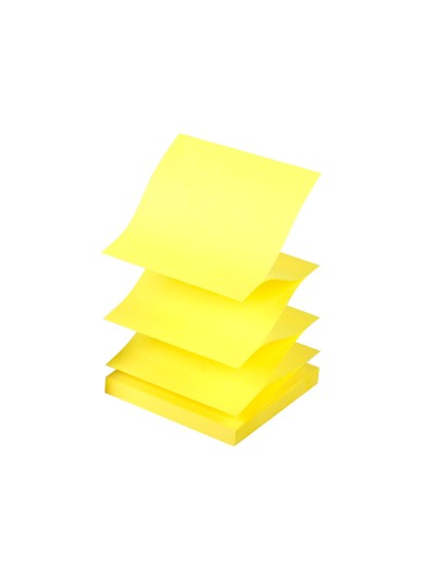 Bloc de notas adhesivas quita y pon q-connect 76x76 mm amarillo neon zig-zag