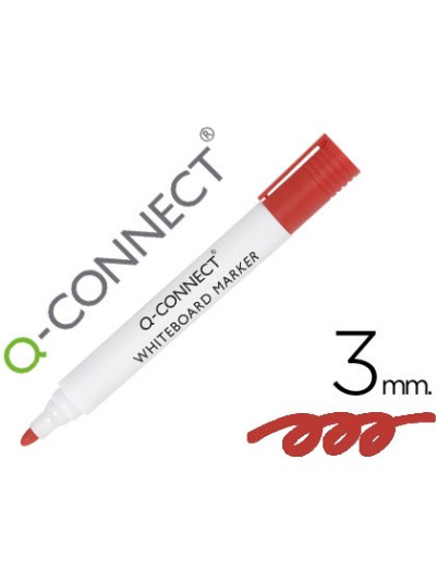 Rotulador q-connect pizarra blanca color rojo punta redonda 3 mm