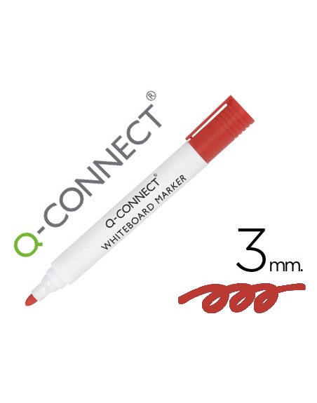 Rotulador q-connect pizarra blanca color rojo punta redonda 3 mm