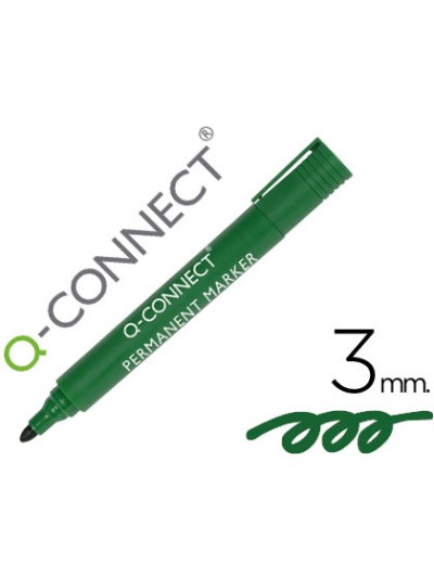 Rotulador q-connect marcador permanente verde punta redonda 3 mm