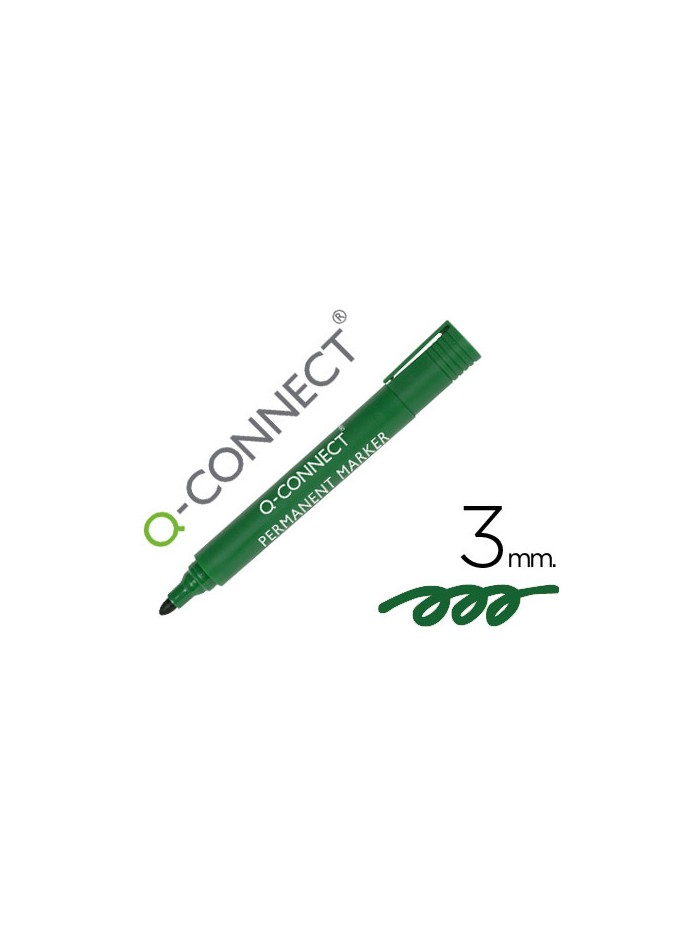 Rotulador q-connect marcador permanente verde punta redonda 3 mm Rotulador q-connect marcador permanente verde punta redonda 3 mm