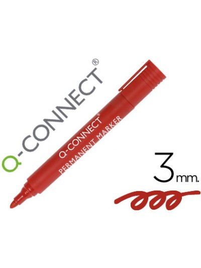 Rotulador q-connect marcador permanente rojo punta redonda 3 mm