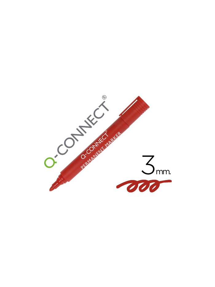 Rotulador q-connect marcador permanente rojo punta redonda 3 mm Rotulador q-connect marcador permanente rojo punta redonda 3 mm