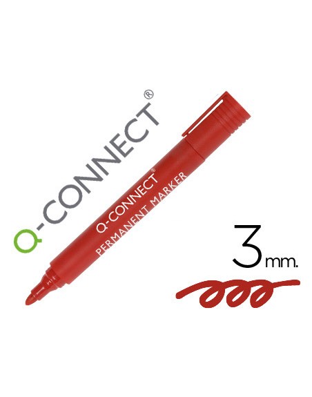 Rotulador q-connect marcador permanente rojo punta redonda 3 mm