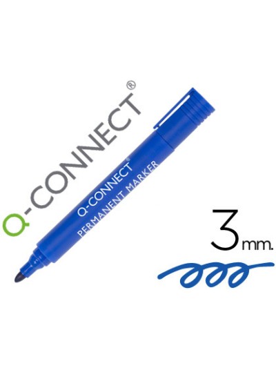 Rotulador q-connect marcador permanente azul punta redonda 3 mm