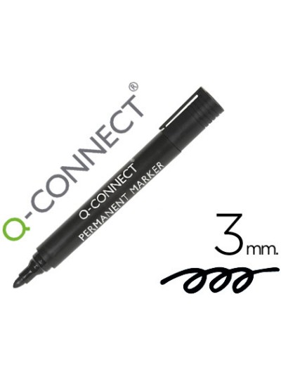 Rotulador q-connect marcador permanente negro punta redonda 3 mm
