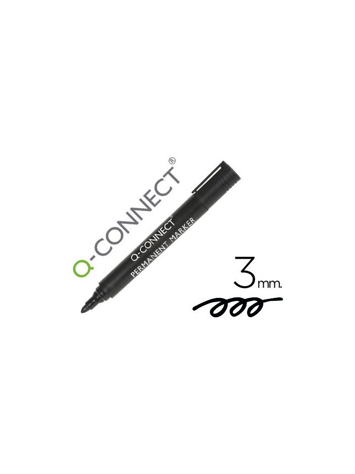 Rotulador q-connect marcador permanente negro punta redonda 3 mm Rotulador q-connect marcador permanente negro punta redonda 3 mm