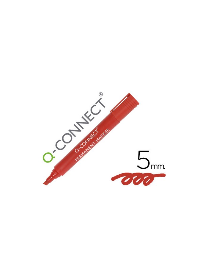 Rotulador q-connect marcador permanente rojo punta biselada 5 mm Rotulador q-connect marcador permanente rojo punta biselada 5 mm